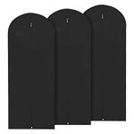 HANGERWORLD 3 Black 60 Inch Breathable Garment Dress Cover Bags with Secret Internal Zipped Pocket