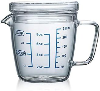 TAMUME 250ml Brocca di Misurazione del Vetro Microonde Misurino con Coperchio Dosatori (250ML)