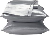 Luxury Silky Satin Pillowcase for Hair and Skin, 2-Pack - Standard Size Pillow Cases - Satin Silky Pillow Covers (2-Pack Standard, Silver)