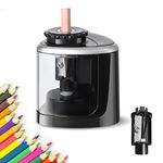 Skaaisont Electric Pencil Sharpener, Pencil Sharpener with Container, Battery Powered, Interchangeable Blade, Safe Non-Slip Portable Electric Sharpener for Home, Office, School