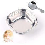 2 Pcs Small Animal Bowl Stainless Steel Single Hamster Feeder Small Dish Spoon Pet Food Bowl for Small Animal Rabbit Hamster