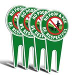 Faittoo No Dog Poop Yard Signs, 4 Pack 12 x 6 Inches Aluminum No Poop No Pee Dog Signs for Yard, Be Respectful Sign for Outdoor Use, Weather/Fade Resistant, Easy to Mount (Green)