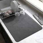 Dish Drying Mat-Kitchen Counter Water Absorbing Drying Mat-Rubber Backed Hide Stain Under Dish Mat Absorbent Coffee Mat