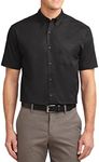 JustBlanks Tall Short Sleeve Mens Dress Shirt Mens Casual Dress Shirt Formal Business Button Down Shirts for Men - Black/Light Stone - XLT