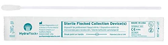 Puritan Medical HydraFlock 6" Sterile Large Flock Swab w/80mm Breakpoint Polystyrene Handle - 25-3406-H - Box of 50