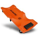 M-AUTO 40" Mechanic Roller Creeper with Padded Headrest, Rolling Creeper with Dual Tool Trays for Garage Shop Auto Work Repair, Light Weight Mechanic Cart, Orange