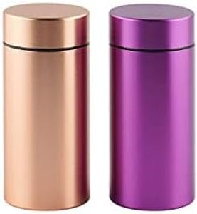 OZCHIN 2 PCS Aluminum Storage Jar Portable Airtight Smell Proof Container Bottle Multipurpose Storage Container for Spices, Coffee & Teas (Rose Gold + Purple, 80 ml)