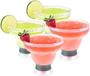 Host Freeze Cocktail Frozen Cup Double Wall Plastic Margarita Set Modern Drinking Glasses Grey, 4 Count (Pack of 1), Gray