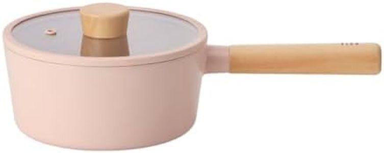 FIKA Kitchen Cooking Essential 1.7QT Sauce Pan with Lid, Nonstick Ceramic Coating Saucepot with Wood Handle, Induction Compatible Cookware, Soup, Stew, Noodle, Boiling Pot, Made in Korea (7" / 18cm)