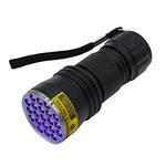 amiciVision 21LED UV Flashlight, 395~400nm Ultra-Violet Metal Torch for Official Document Authenticity, Gemstone Observation (Without Battery)