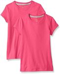 Hanes Little Girls' Jersey Cotton Tee (Pack of 2), Amaranth, Medium