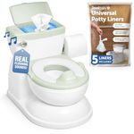 Real Feel Potty with Wipes Storage, Transition Seat & Disposable Liners - Realistic Toilet - Easy to Clean & Assemble - Jool Baby (Sage)
