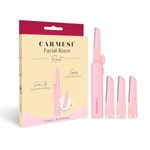 Carmesi Face Razor Reset - 1 Face Razor & 3 Cartridges | Reusable & Travel-Friendly | Instant & Painless Hair Removal | For Eyebrows, Upper Lip, Peach Fuzz, Forehead, Chin, Sideburns | Dermaplaning Tool