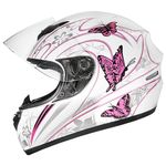 Zorax Pink Butterfly L (59-60cm) Full Face Motorcycle Motorbike Helmet ECE 2206 Approved