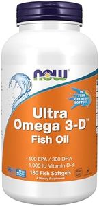 Now Foods, Ultra Omega 3-D Fish Oil (Huile de Poisson), 180 Capsules molles, Testé en Laboratoire, Sans Gluten, Sans Soja, Sans OGM