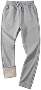 Gihuo Men's Winter Fleece Pants Sherpa Lined Sweatpants Straight Leg Active Running Sweat Pants Comfy Lounge Pants (2# Light Grey, Small)