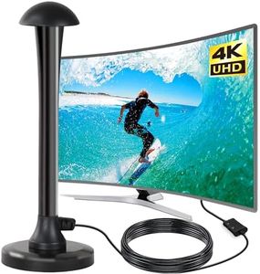 Indoor TV Aerial - Digital TV Aerial Indoor for Freeview TV, 360°& 250+ Miles Long Range Reception & Strong Magnetic Base for HDTV Channels-Support All Tv's-16.4ft Long Cables