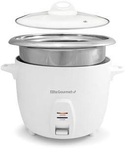 Elite Gourmet ERC-2020 Electric Rice Cooker with Stainless Steel Inner Pot Makes Soups, Stews, Grains, Cereals, Keep Warm Feature, 20 Cups Cooked (10 Cups Uncooked), White