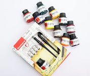 Isomars Calligraphy Pen Sets For Beginners For Copperplate Calligraphy with Flex Nib, Dip Nibs, Holders & Calligraphy Ink Set of 10 Colors