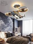 shopurb Led Airplane Fan Light Remote Control Ceiling Fan Light Suitable For Children'S Room Bedroom Living Room Decorative Light Chandelier Silicone;Iron;Acrylic