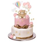 XINRUI 44 PCS Bear Cake Decoration Teddy Bear Cake Birthday Party Decoration Baby Cake Decoration Baby Shower Cake Decoration Teddy Bear Supplies Teddy Bear Birthday Decoration (pink)