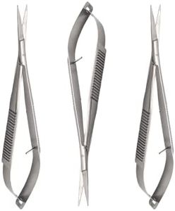 5.5 Castroviejo Scissors straight Set of 3 Micro thread cutting embroidery/Extra Sharp Squeeze Scissors for ENT Eye Skin Dental and Veterinary Surgeon/Spring Action micro scissors for Art and Craft