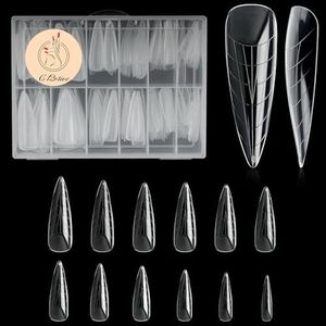 C12rtive 120Pcs Matte Dual Nail Forms,Long Almond Extension Poly Nail Gel Nail Forms Full Cover Nail Molds 12 Sizes for Solid Nail Gel Glue Nail Art Design Salon&DIY