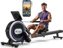 Rowing Machine, EvoSpark Magnetic Row Machine with App Supported, 32 Levels of Electromagnetic Resistance, 400LBS Weight Capacity, Upgrade to Double Slide Rail