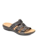 Clarks Women's Leisa Spring Sandal, Black Leather, 7.5 W US