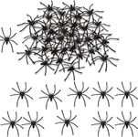 SHATCHI 24Pcs Spooky Black Realistic Plastic 4.5cm Halloween Party Fake Props Novelty Fun Decorations Prank Joke Scary Spider Haunted, 24 Pcs