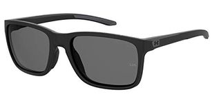 Under Armour Men's Sporty Rectangular Matte Black with Polarized Gray (Golf-Inspired) Sunglasses, 58mm, 19mm