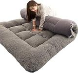 TAIYANYU Portable Thicken Futon Floor Mattress Soft Folding Double Single Japanese Futons, Foldable Tatami Roll Mat Queen,Gray-60 * 120cm