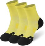 NIcool Cycling Socks for Men, Arch Support Cushioned Padded Moisture Wicking Athletic Mens Quarter Socks for Womens Golf Tennis Running Hiking Sports, 3 Pairs, Yellow