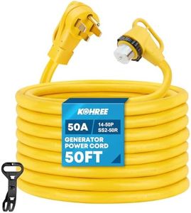 Kohree 50 Amp Generator Extension Cord, 50FT 50 Amp RV Extension Cord with Twist Lock, NEMA 14-50P/SS2-50R Heavy Duty 6/3+8/1 AWG Generator Cable 50A 4 Prong, RV Power Extension Cord Wire for RV House