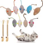 HEQU 9 Pcs Catnip Cat Mouse Toys Chew Toy Catnip for Cats Cute with 2Pcs Silvervine Sticks for Cats Soft Plush Mice Toys Catnip Teeth Grinding Chew Toys for Cat Kitty Kitten