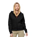 BALANCA Premium Women's Cotton Fleece Full Zipper Hoodie Sweatshirt with Kangaroo Pocket Black M