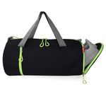 SFANE Polyester Duffle Gym Bag, Shoulder Bag, Sports Bag for Men & Women with Separate Shoe Compartment (Black) (Neon)