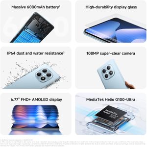 XIAOMI Redmi Note 15 Smartphone, 6GB+128GB, 6000mAh, 108MP Camera, 6.77" FHD+ Display, Black