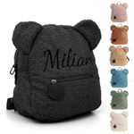 Personalized Toddler Backpack with Name, Customized Kids Back Pack for Boy & Girls, Custom Cute Small Bag Child Bookbag for School & Travel, Preschool Kindergarten Elementary Mini Backpack (Black)