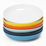 amHomel Porcelain Pasta Bowls 22 OZ Wide and Shallow Salad Bowl, Set of 6, Hot Assorted Color