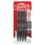 Sharpie S-Gel, Gel Pens, Medium Point (0.7mm), Black Gel Ink Pens, 4 Count