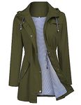 Zcfire Women's Raincoats Windbreaker Rain Jacket Waterproof Lightweight Outdoor Hooded Trench Coats S-XXL, Army Green, M