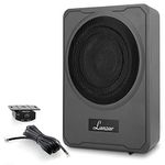 8-Inch Low-Profile Amplified Subwoofer System - 600 Watt Compact Enclosed Active Underseat Car Audio Subwoofer with Built in Amp, Powered Car Subwoofer w/Low & High Level Inputs - SBA8A