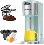 Famiworths Single Serve Coffee Maker for K Cup & Ground Coffee, with Bold Brew, One Cup Coffee Maker, 6 to 14 oz. Brew Sizes, Fits Travel Mug, Fresh Green