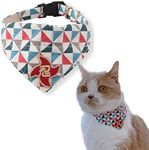 Necoichi Ninja Cat Bandana Collar (Blue) with Bell Safety Breakaway Soft Lightweight for Cats Kitty Kitten Japanese Stylish Pattern, No.1 Seller in Japan