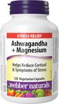 Webber Naturals Ashwagandha + Magnesium, 120 Capsules, Helps to Reduce Cortisol and Symptoms of Stress, Vegan