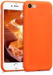 kwmobile Case Compatible with Apple iPhone SE (2022) / iPhone SE (2020) / iPhone 8 / iPhone 7 Case - Soft Slim Protective TPU Silicone Cover - Neon Orange