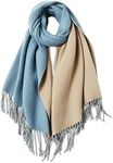 maamgic Womens Cashmere Feel Scarf Large Pashmina Shawls and Wraps Light Blanket Scarf for Evening Dress Warm Daily Travel Office Blue and Apricot