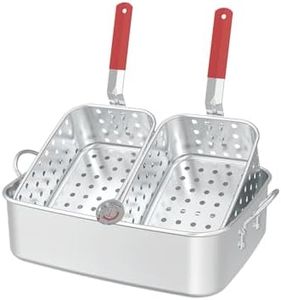 FireRiot 18QT Aluminum Deep Fryer Pot with Baskets & Heat-Resistant Silicone Handles - Lightweight & Durable Fish Fryers Outdoor Cooking - Rectangular Fish Fryer Basket for Outdoor Fryer