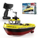 Yoyoom RC Boat, 1/72 RC Tugboat for Pools and Lakes, 2.4Ghz High-Speed Remote Control Boat with LED Lights and Low Battery Alarm